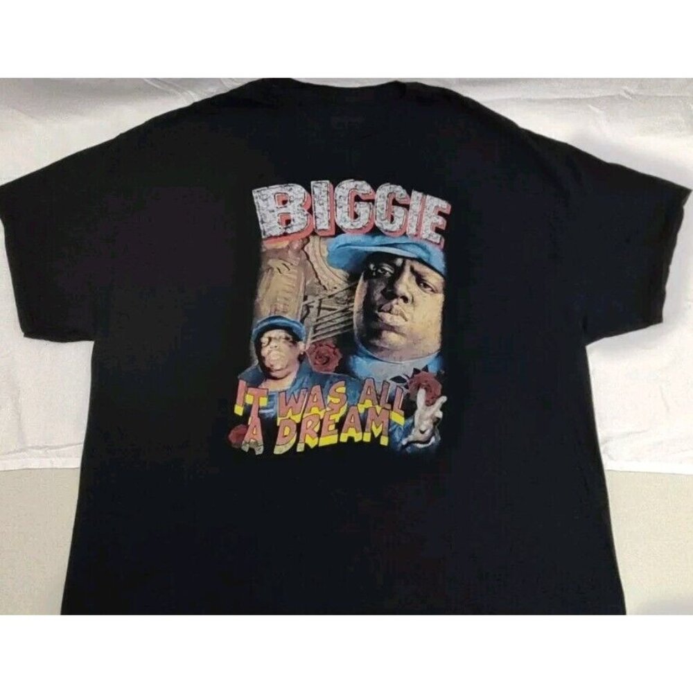 Biggie Smalls It Was All A Dream Rapper Rap Music Black Cotton T-shirt Size 3XL